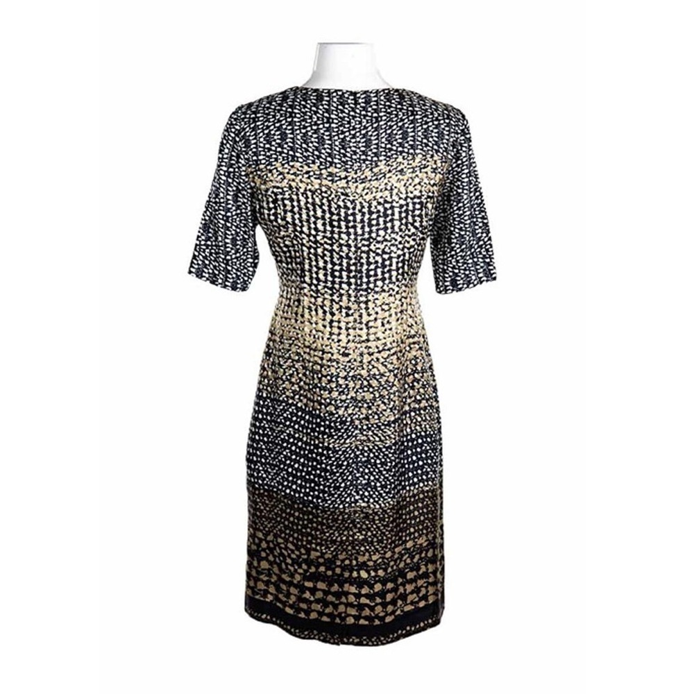 Brooks Brothers 100% Silk Patterned Sheath Dress Woven in Italy Size 14 - Picture 2 of 12